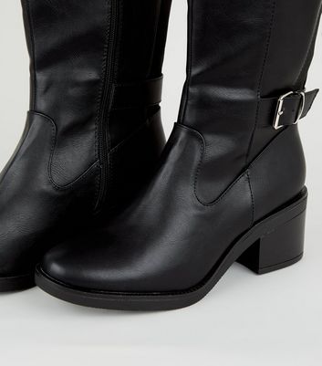 ladies wide fit long black boots