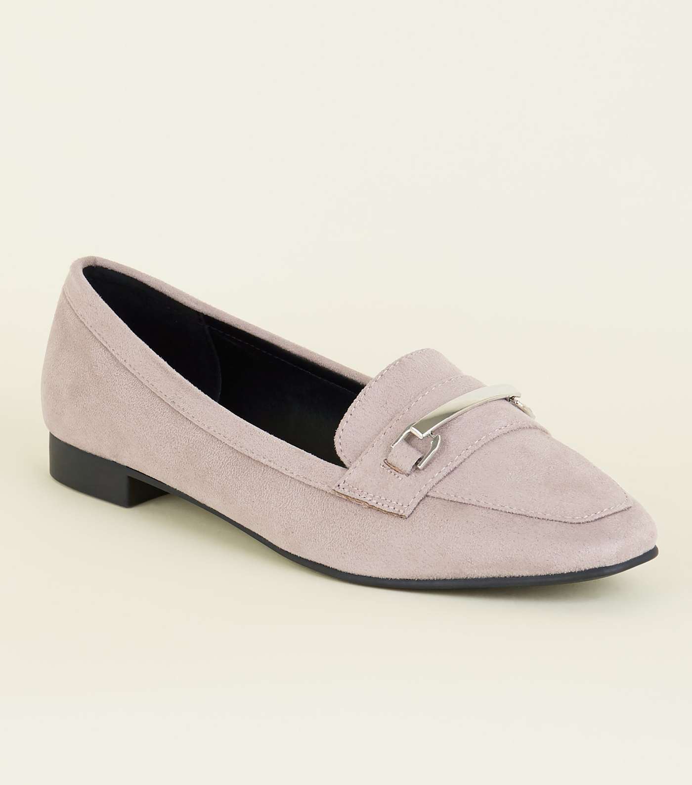 Wide Fit Lilac Matte Suedette Panelled Loafers