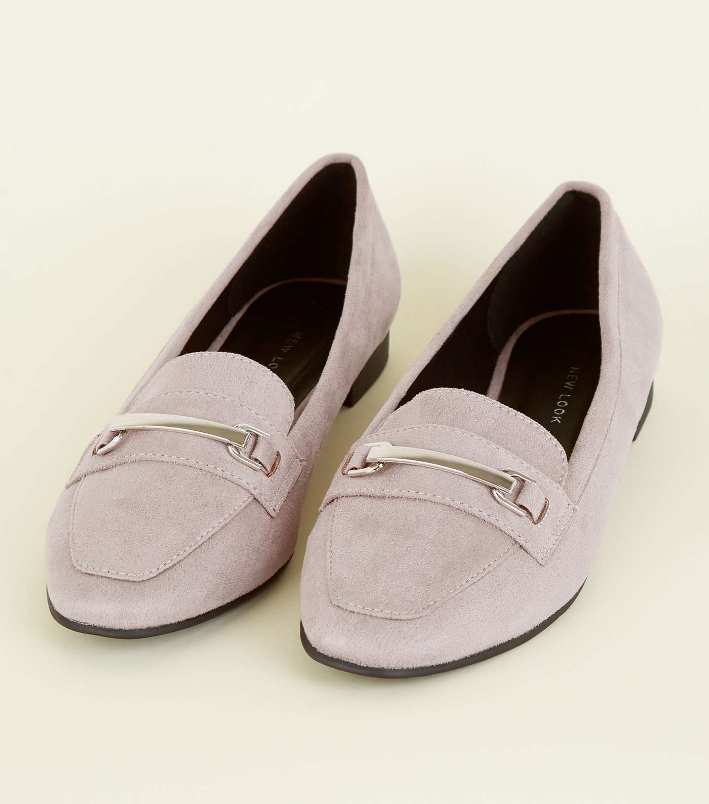 Wide Fit Lilac Matte Suedette Panelled Loafers Image 3