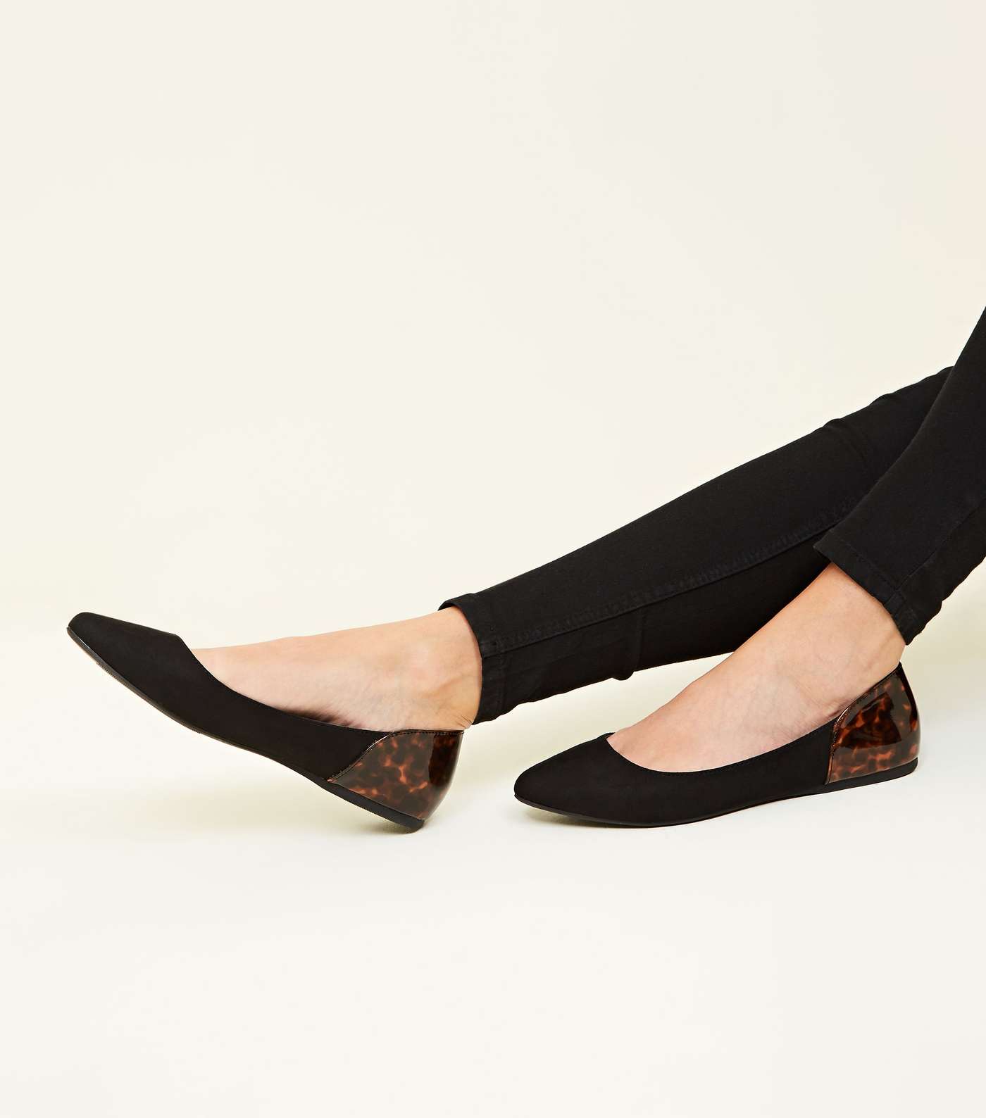 Wide Fit Black and Patent Tortoiseshell Pumps Image 2