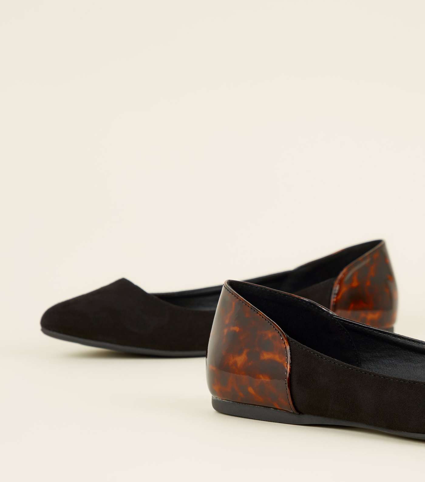 Wide Fit Black and Patent Tortoiseshell Pumps Image 4
