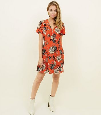 new look orange floral dress