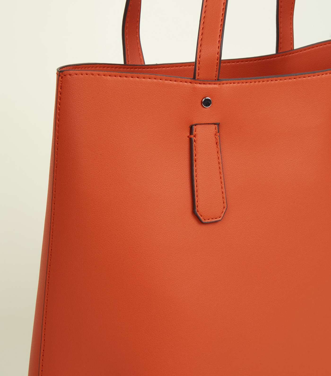 Bright Orange Leather-Look Tote Bag Image 4