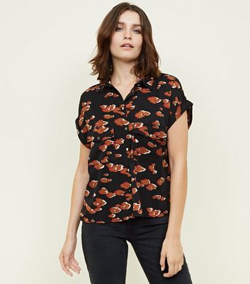 Black Camo Leopard Print Short Sleeve 