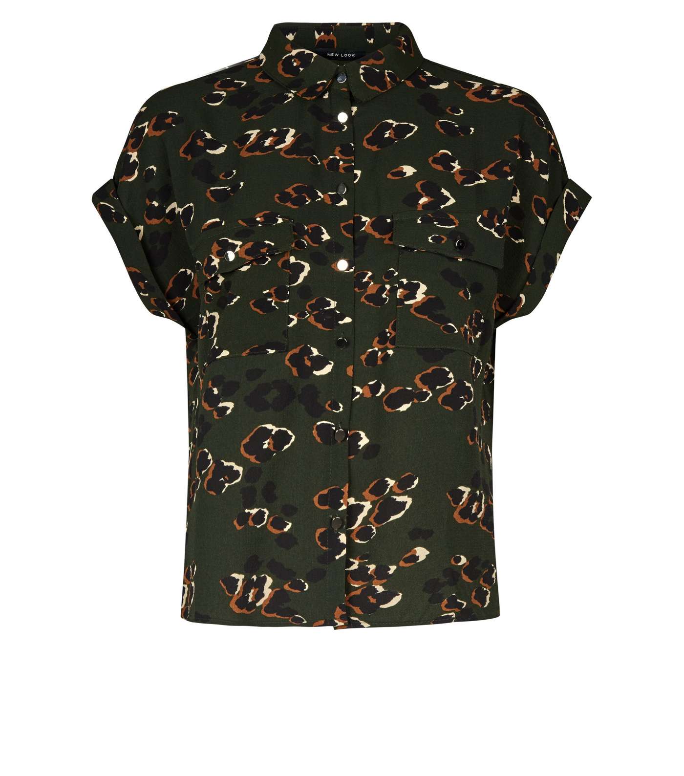 Green Camo Animal Print Short Sleeve Shirt Image 4