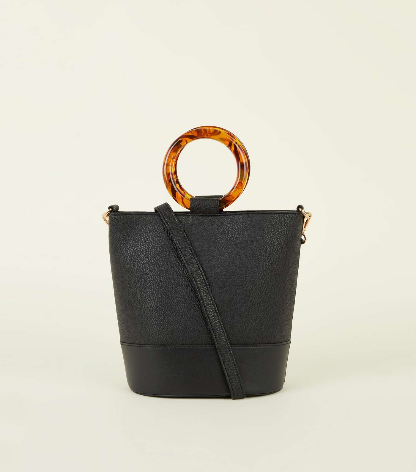 Black Resin Ring Handle Bucket Bag