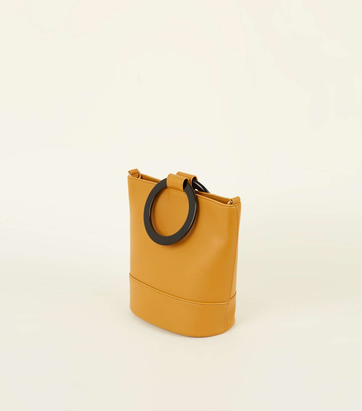 Mustard Resin Ring Handle Bucket Bag Image 3
