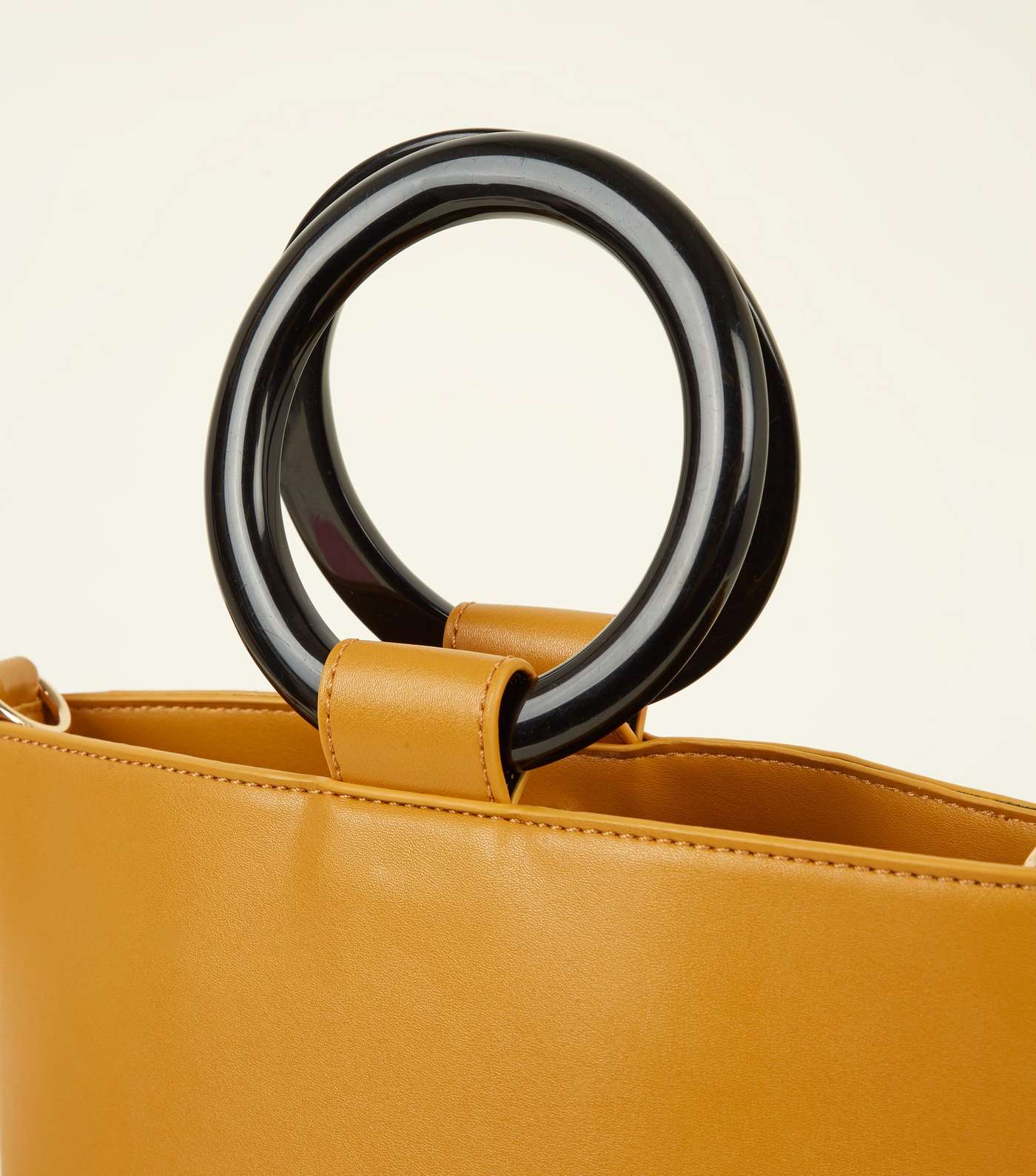 Mustard Resin Ring Handle Bucket Bag Image 5