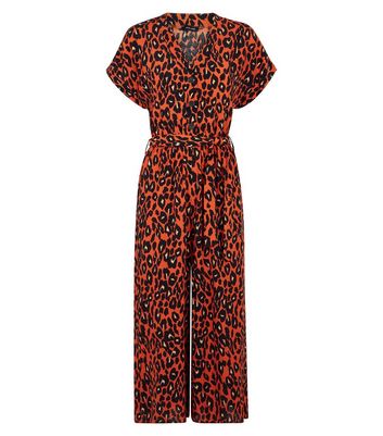 Red leopard print jumpsuit new look online