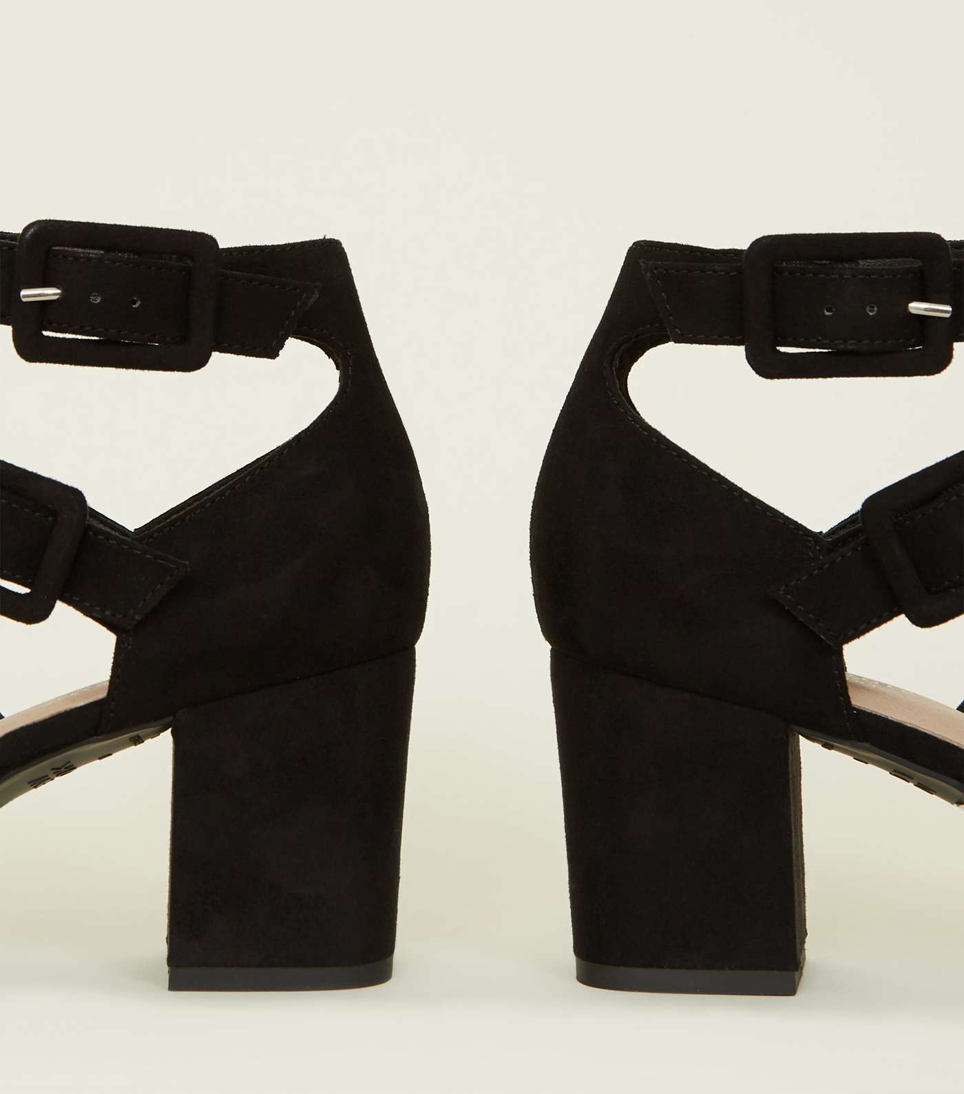 Black Comfort Flex Suedette Strap Block Heels Image 4