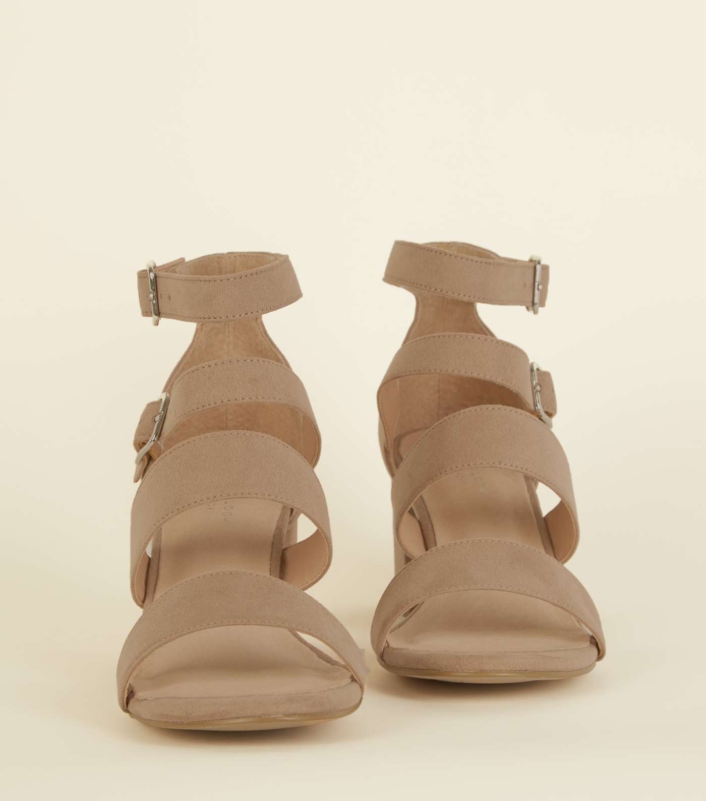 Light Brown Comfort Flex Suedette Strap Block Heels Image 4