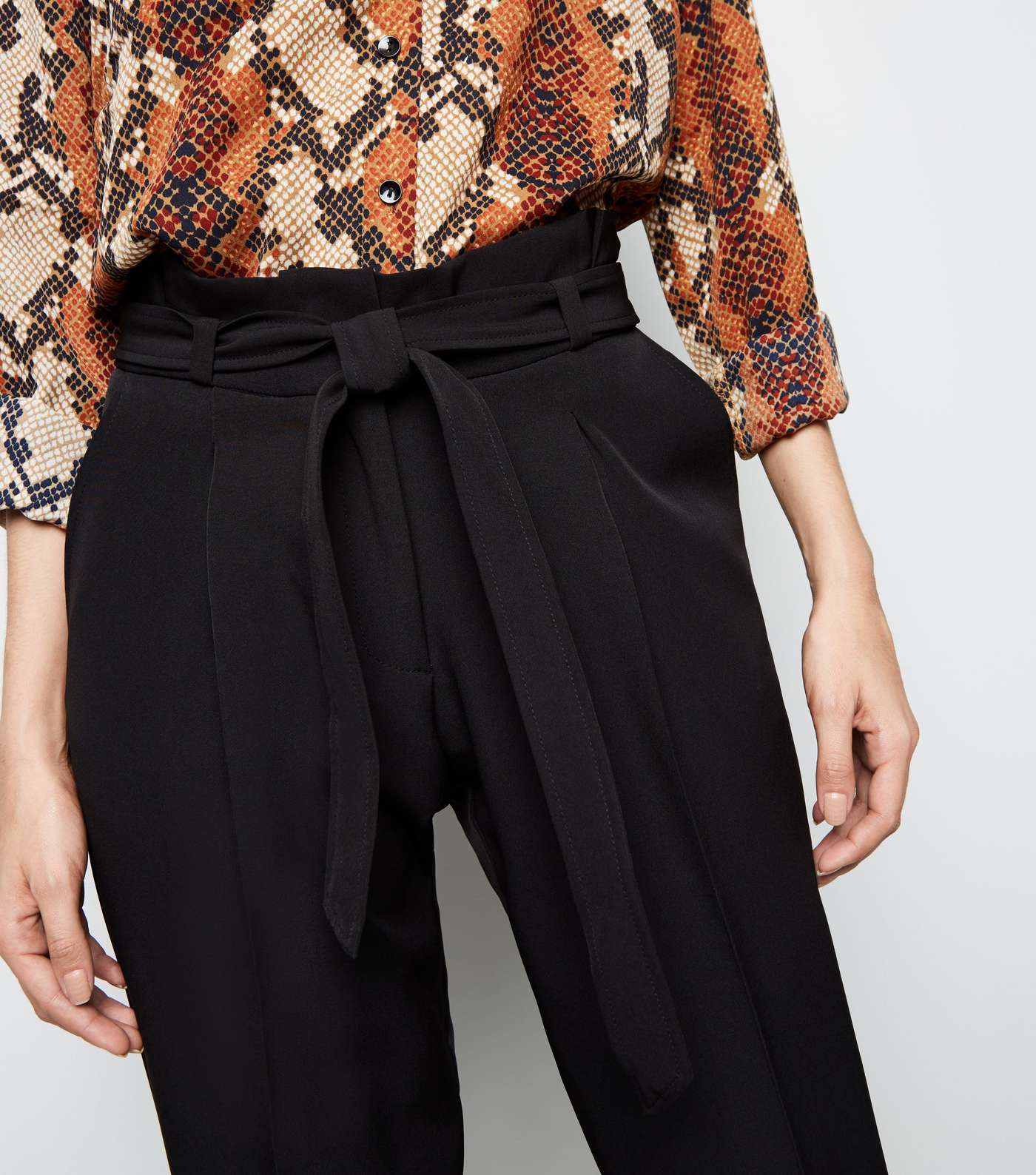 Black Paperbag Tapered Trousers Image 3