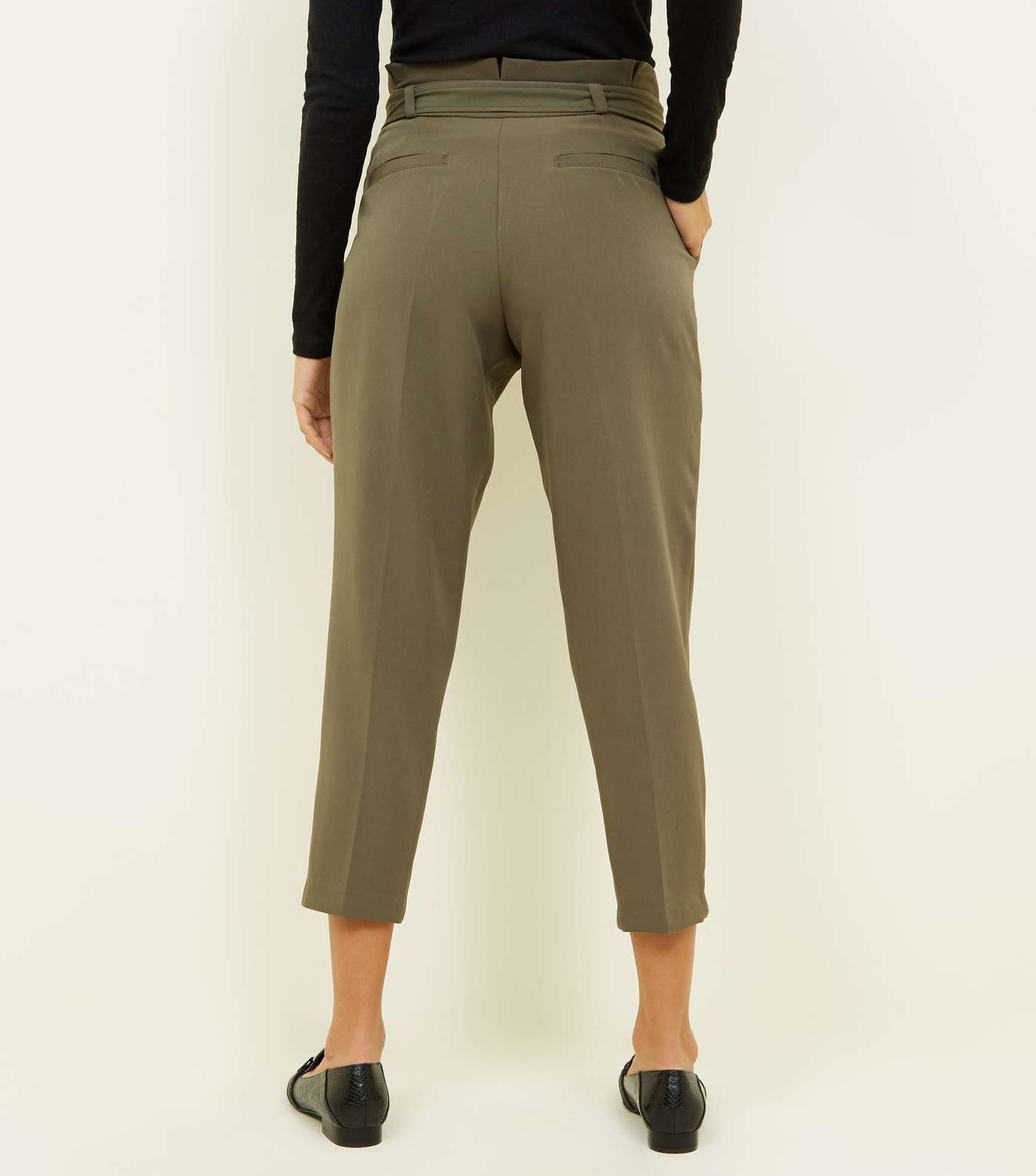 Khaki Paperbag Tapered Trousers Image 3