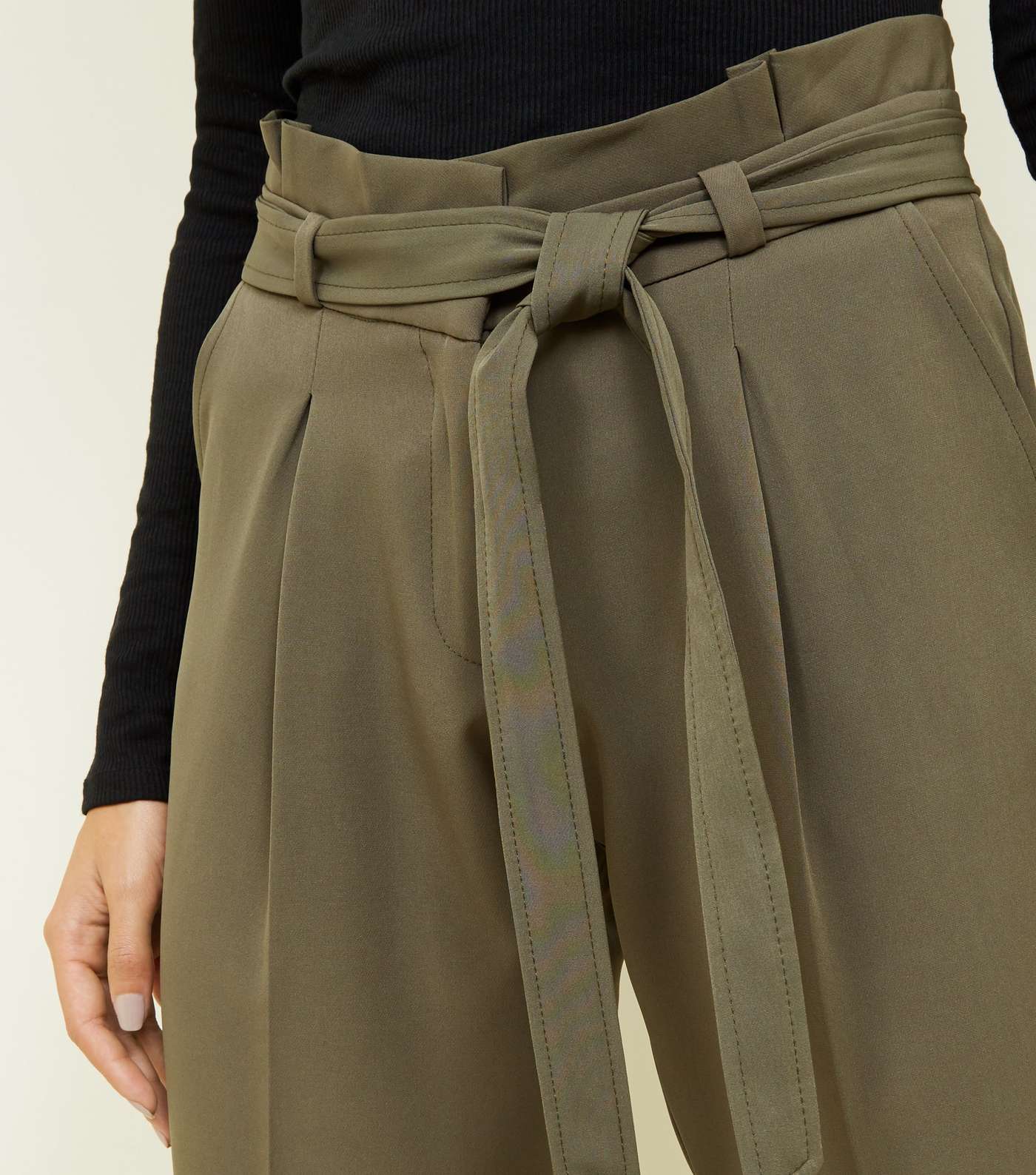 Khaki Paperbag Tapered Trousers Image 5