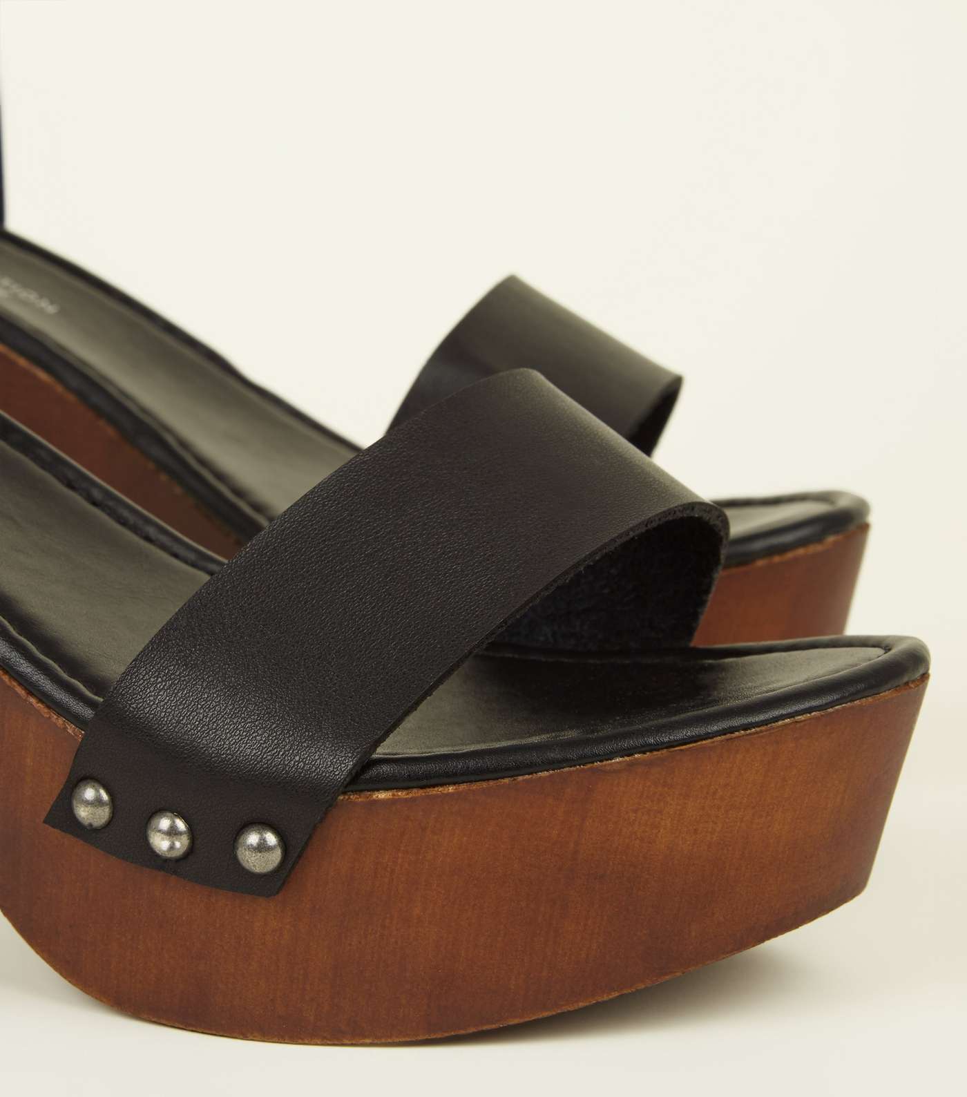 Black Limited Edition Wooden Platform Block Heels Image 4