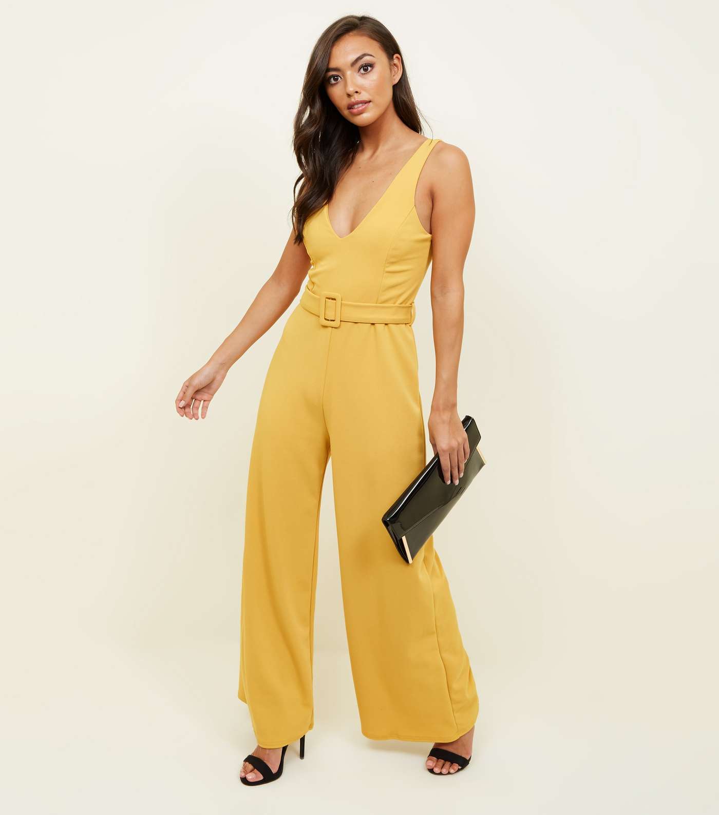 Yellow Belted Wide Leg Jumpsuit