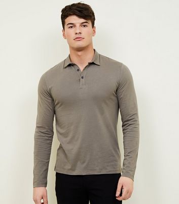 muscle fit long sleeve polo shirt