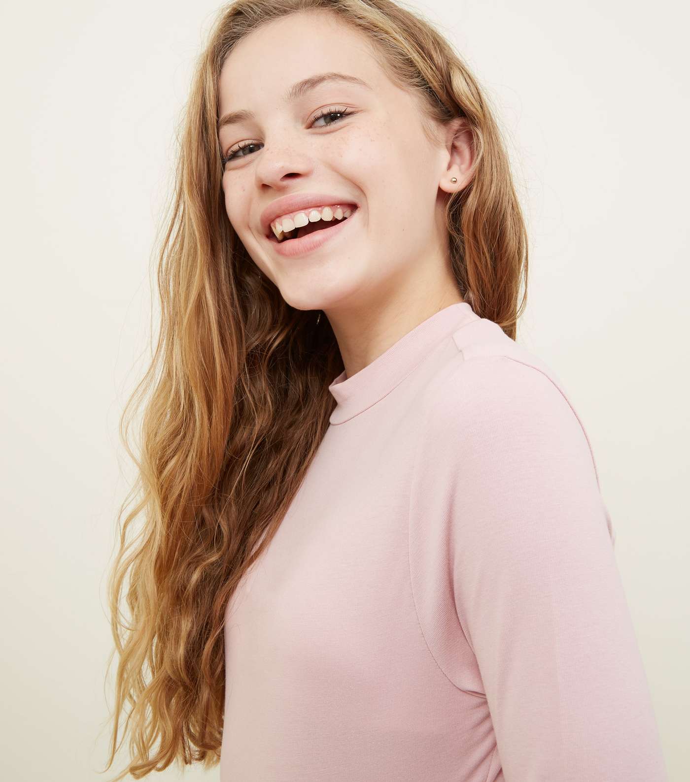 Girls Pale Pink Funnel Neck Top  Image 5