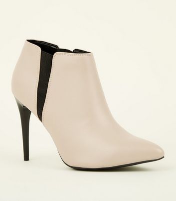 White Stiletto Heel Chelsea Shoe Boots 