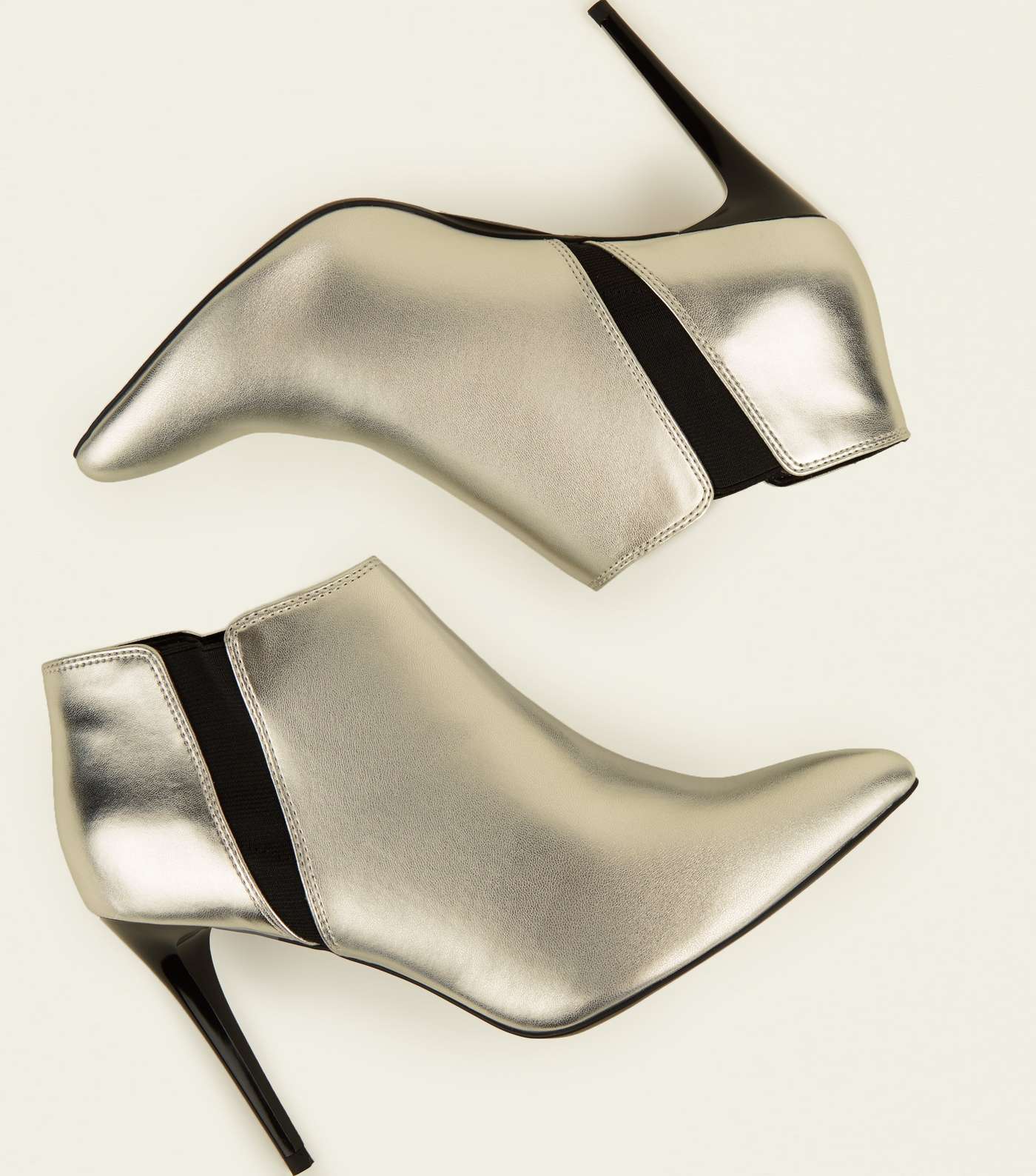 Silver Stiletto Heel Chelsea Shoe Boots Image 4