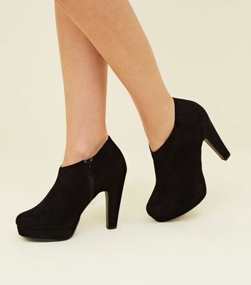 Black Comfort Suedette Platform Shoe Boots New Look