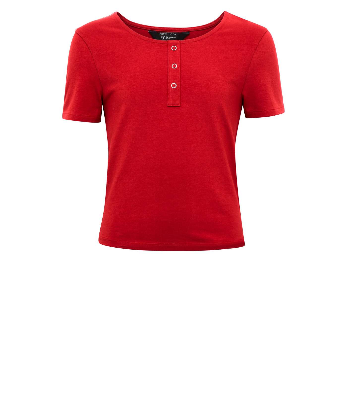Girls Red Popper Front Fitted T-Shirt Image 4