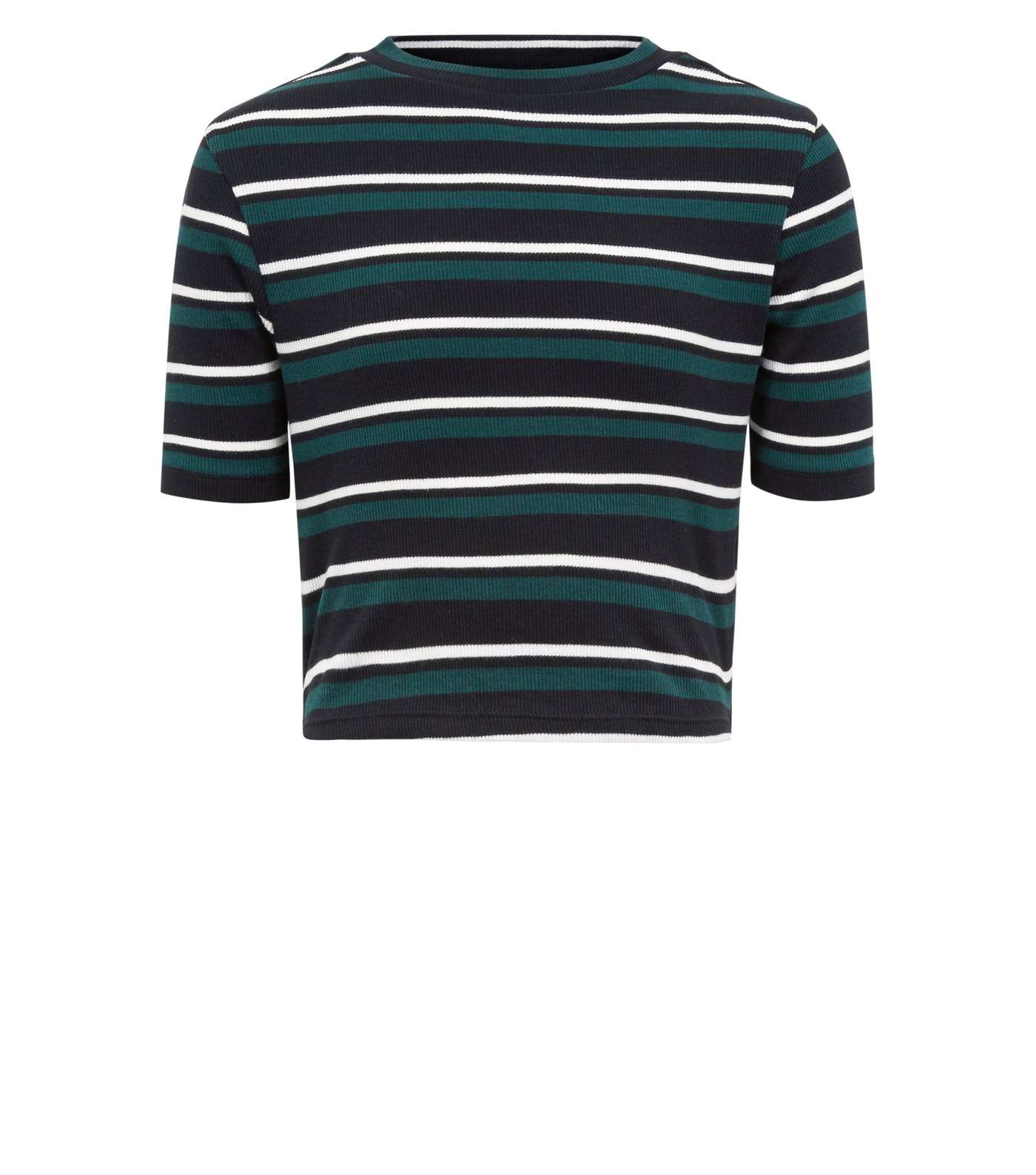 Girls Green Ribbed Stripe T-Shirt  Image 4