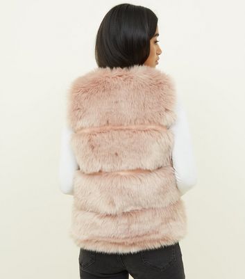 new look petite faux fur coat in pale pink