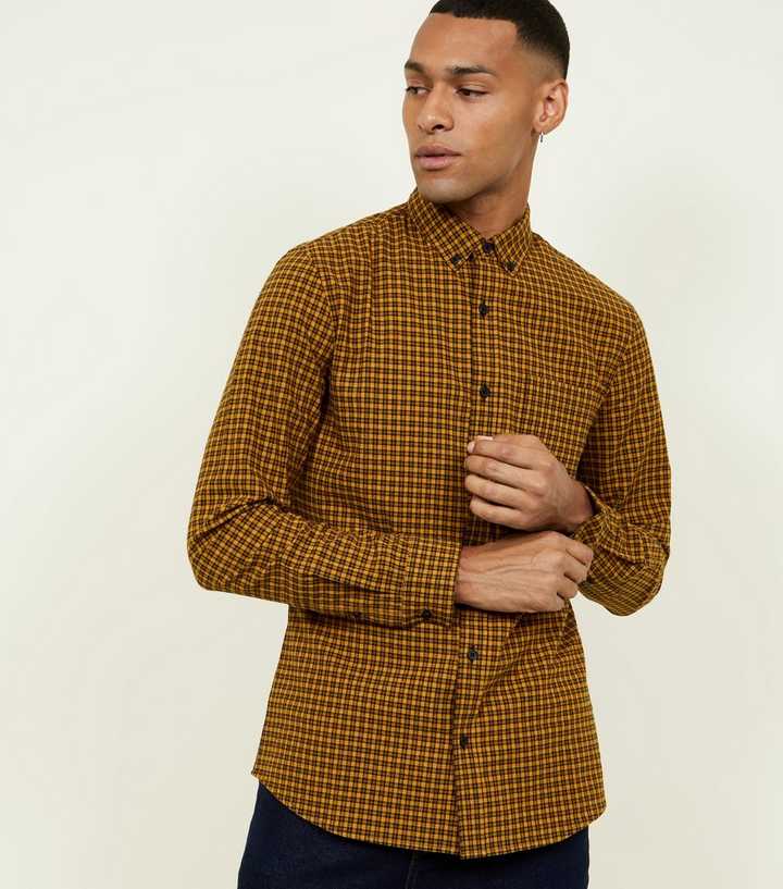 Yellow Check Long Sleeve Cotton Shirt