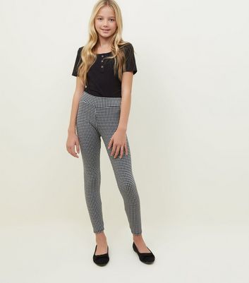 Girls - Legging noir motif pied-de 