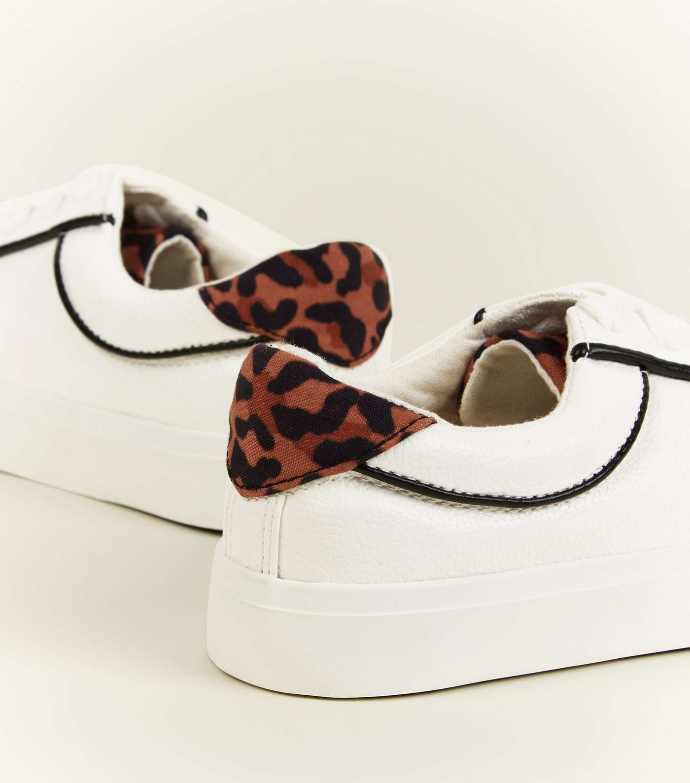 Girls White Leopard Print Panel Trainers Image 4
