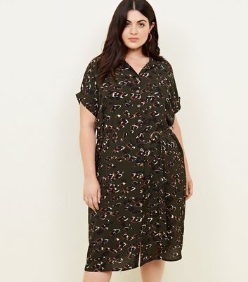 new look animal print shirt dress