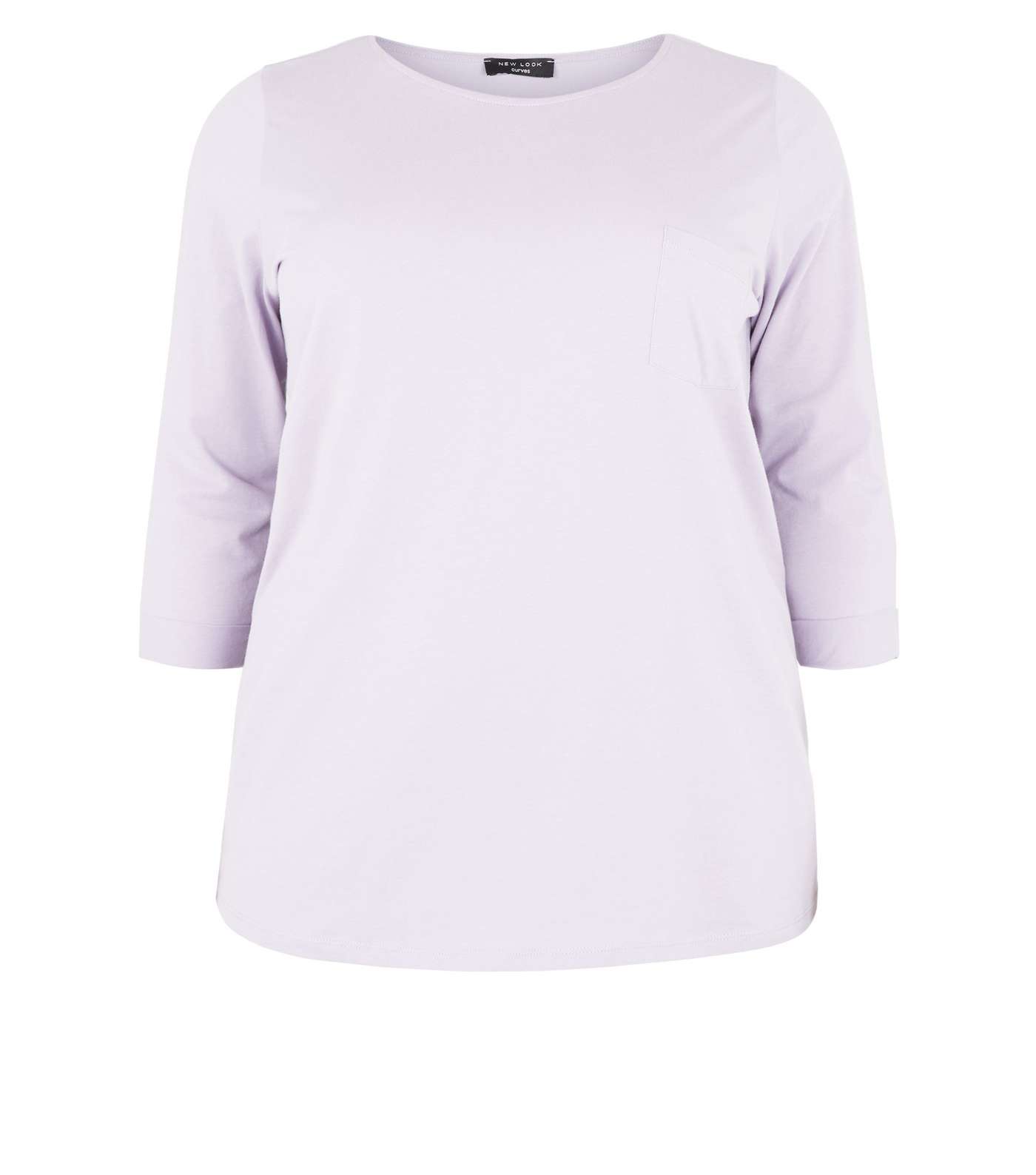 Curves Lilac Pocket Front Slouchy T-Shirt Image 4
