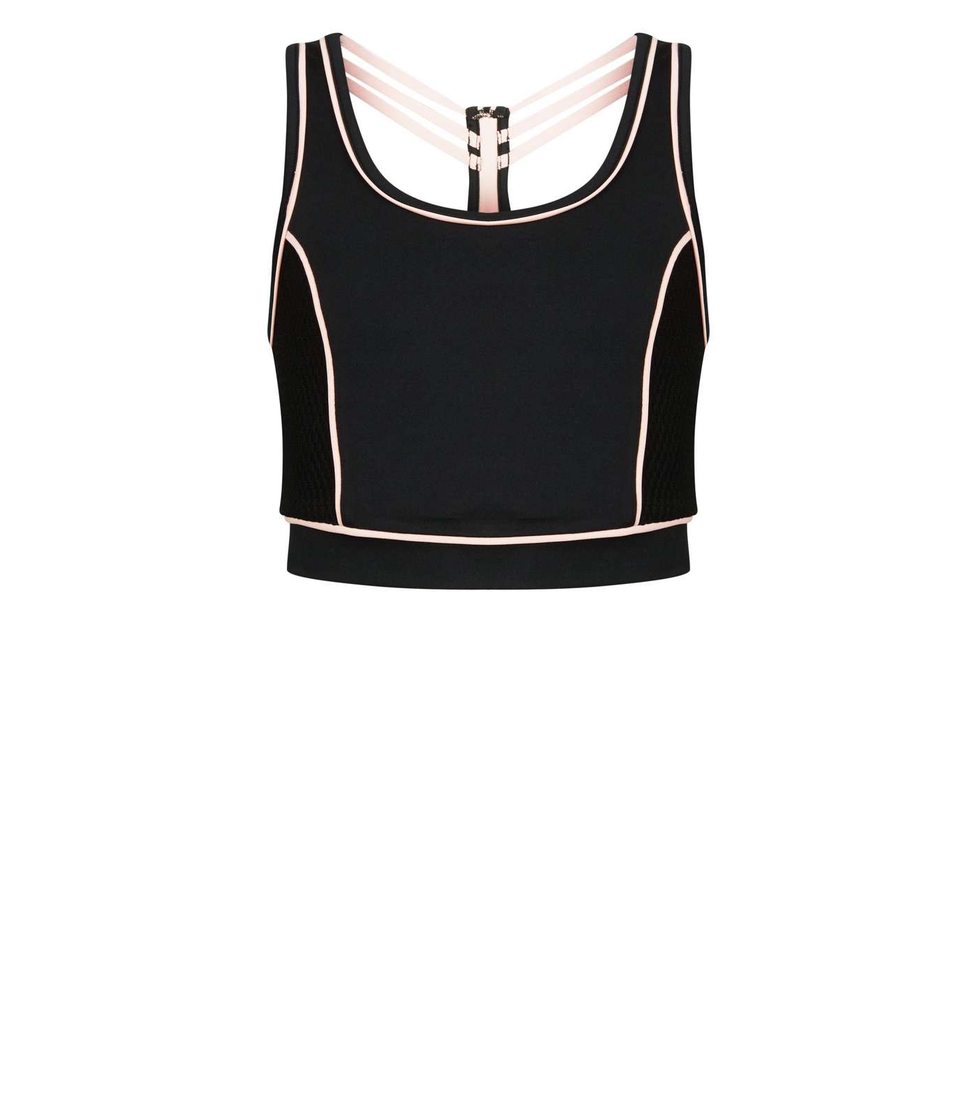 Girls Black Piped Sleeveless Sports Top Image 4