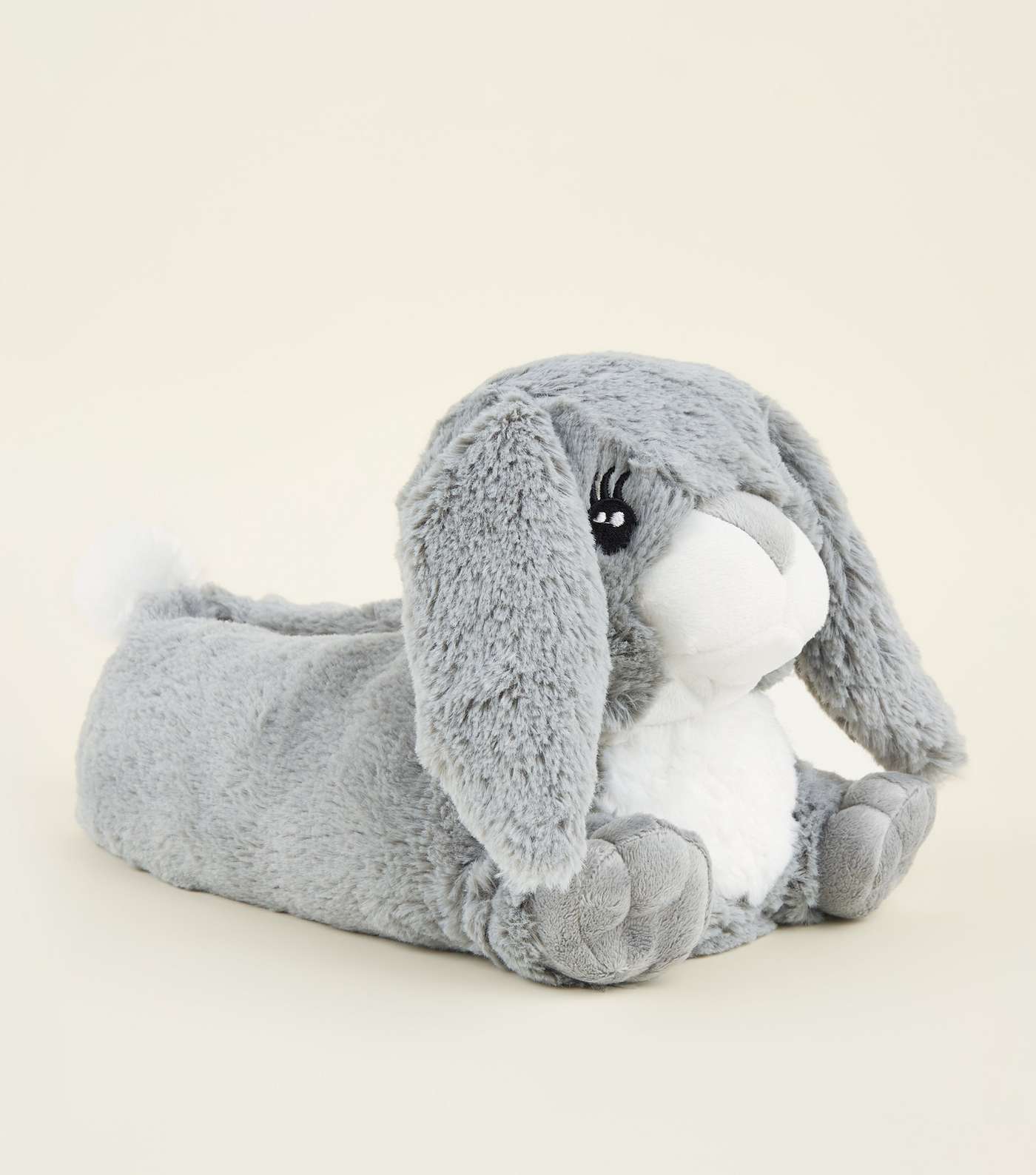 Grey Fluffy Bunny Slippers