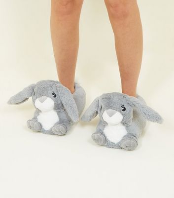 grey rabbit slippers online -