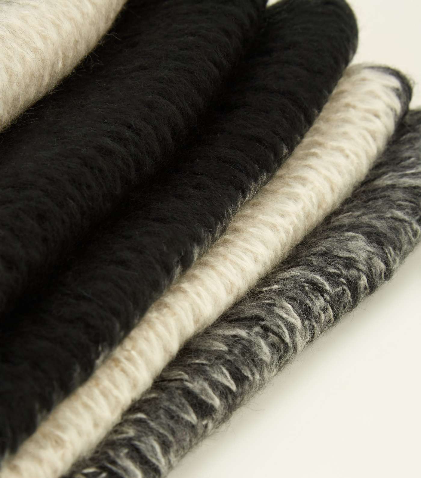 Black Colour Block Extra Long Knit Scarf Image 6