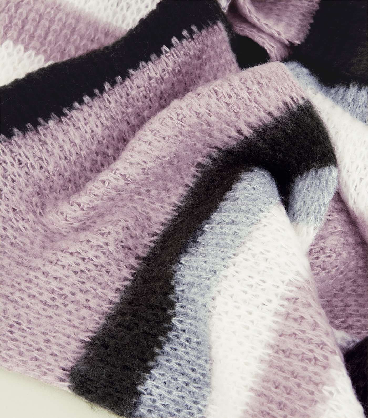 Lilac Stripe Extra Long Knit Scarf Image 4