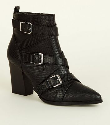 black strappy ankle boots