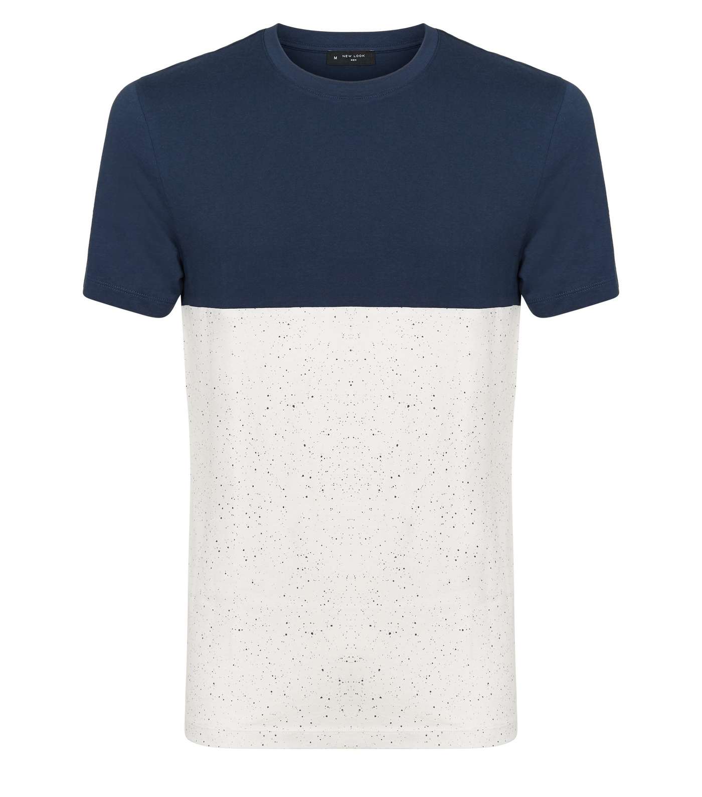 Navy Colour Block Spray Muscle Fit T-Shirt Image 4