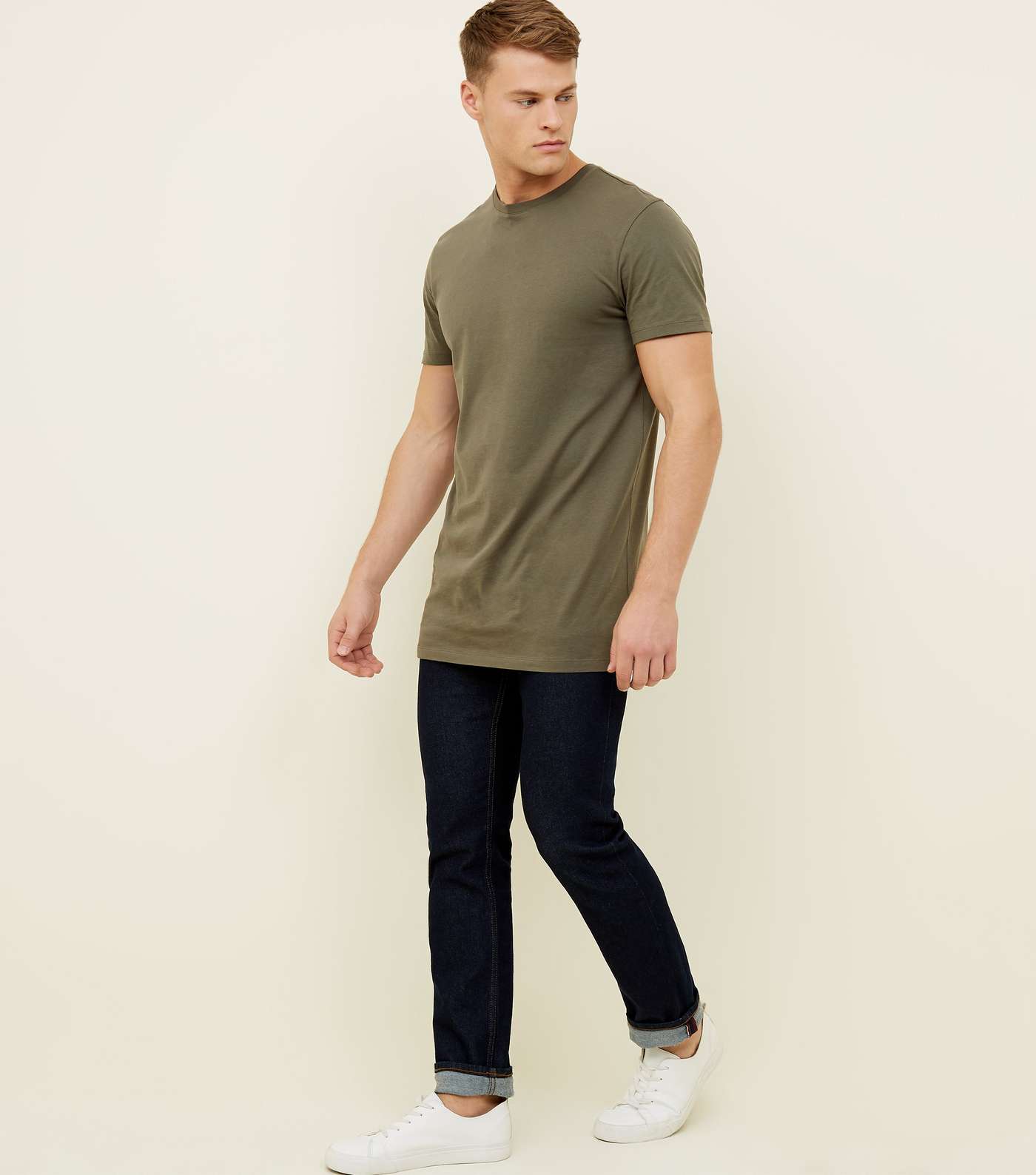 Khaki Longline T-Shirt Image 2