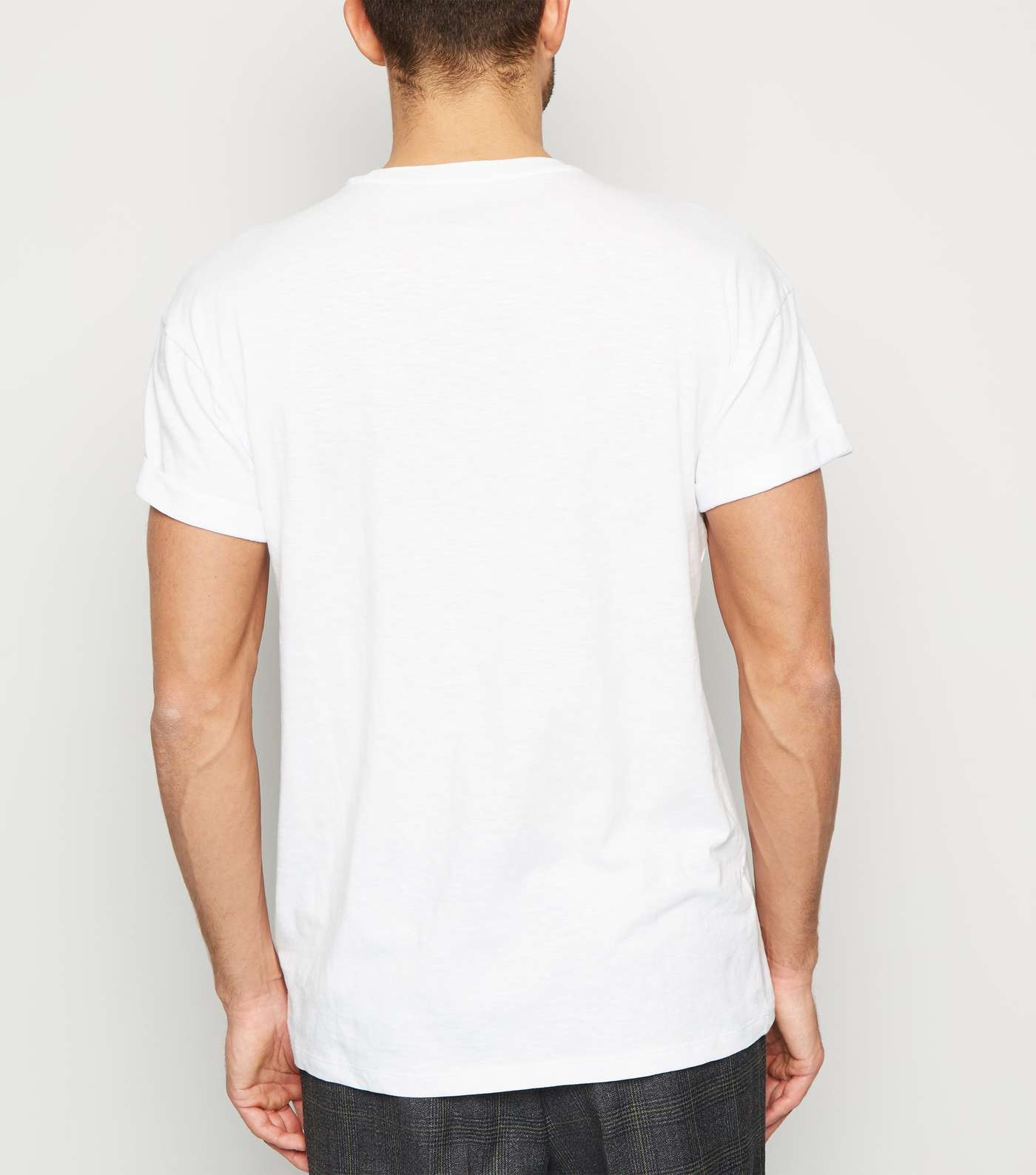 White Slub Rolled Sleeve T-Shirt Image 3