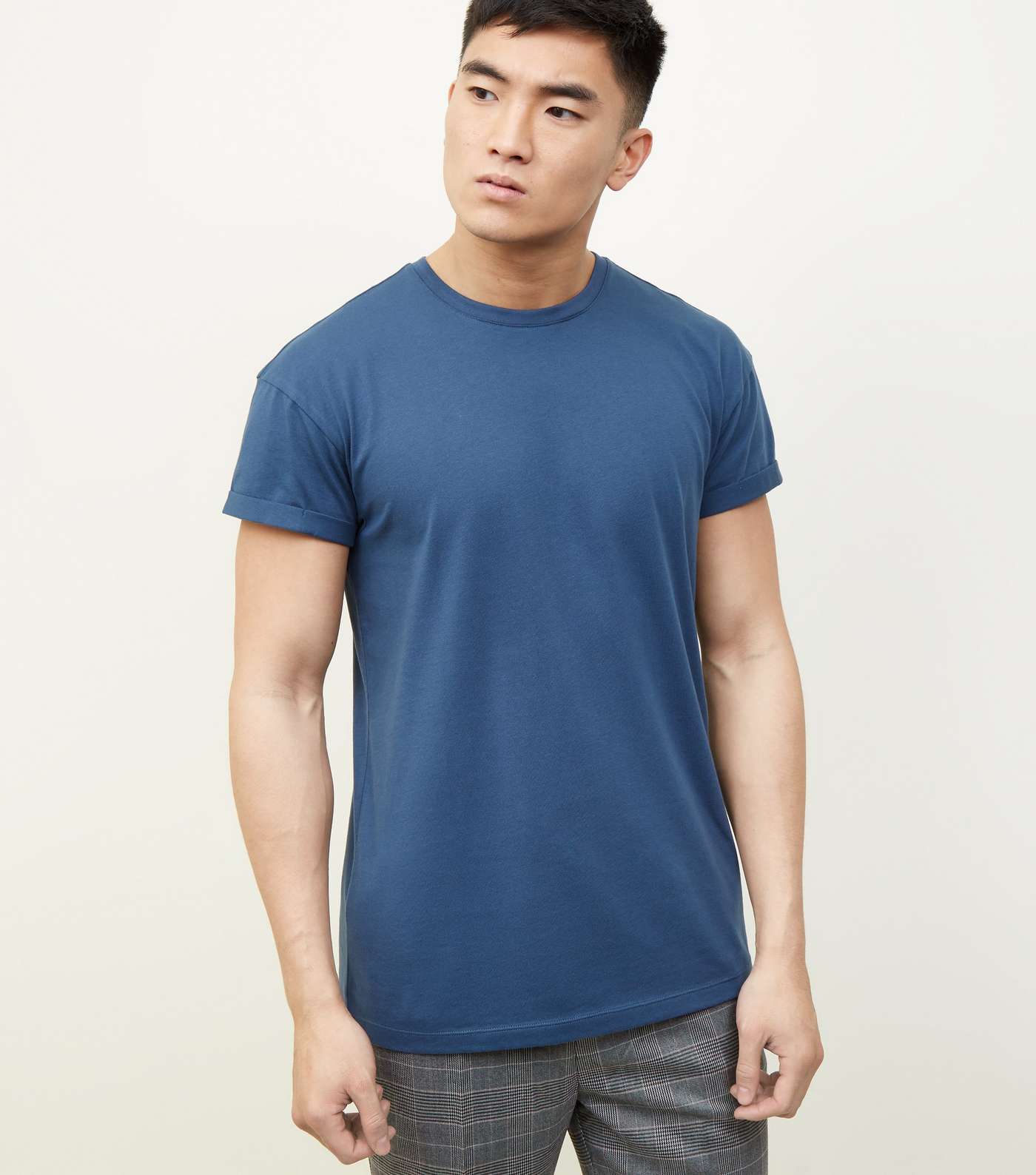 Blue Rolled Sleeve T-shirt