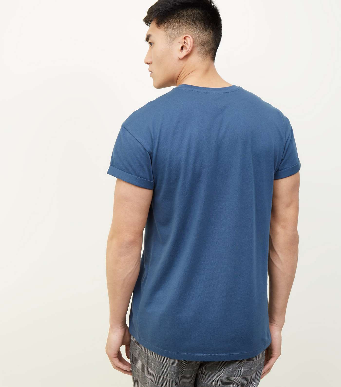 Blue Rolled Sleeve T-shirt Image 3