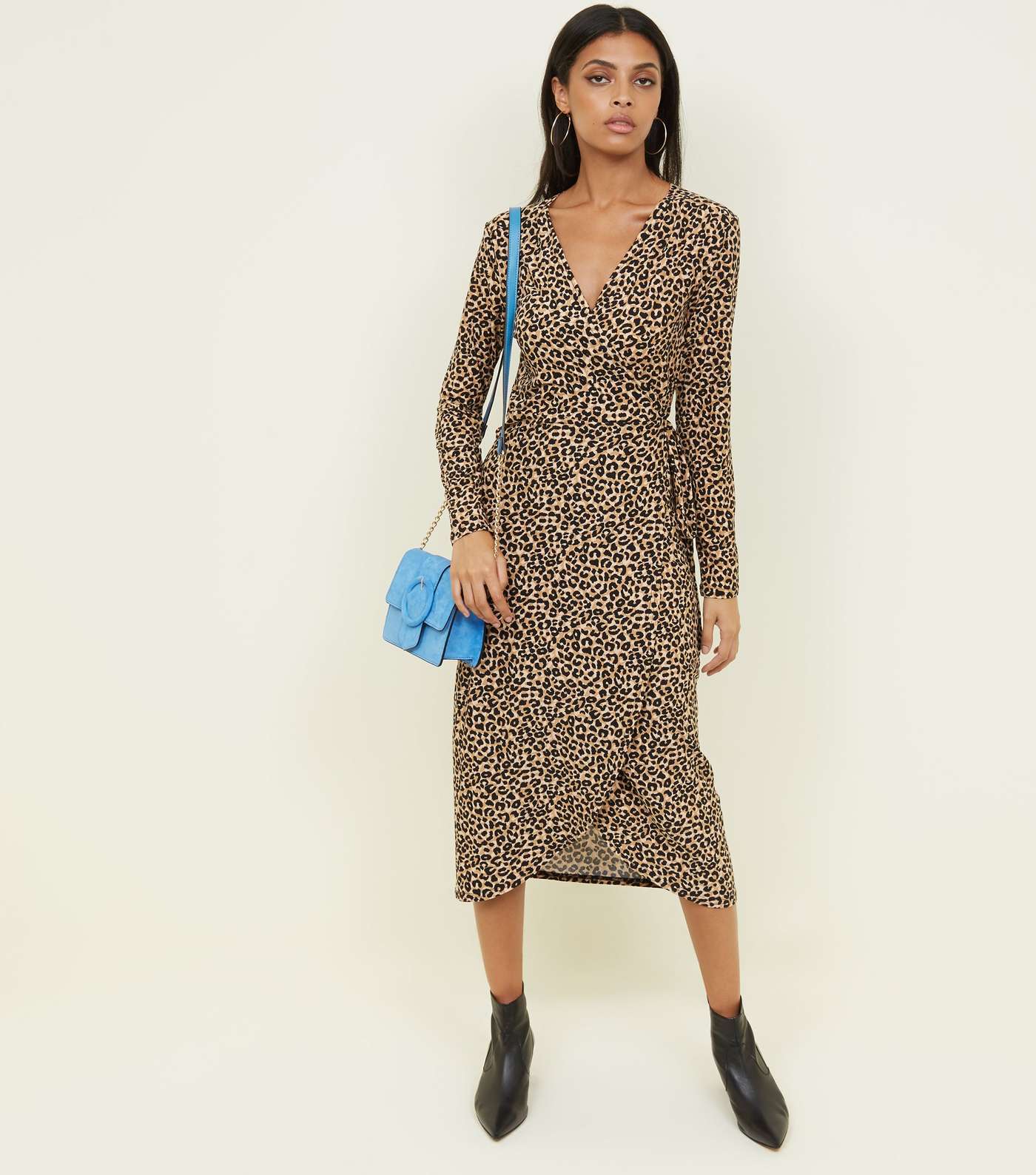 Brown Leopard Print Soft Touch Midi Dress
