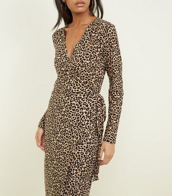 new look leopard print midi dress