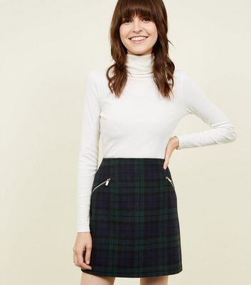 Dark Green Brushed Check Mini Skirt | New Look