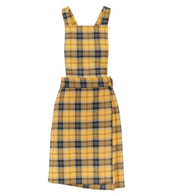 black overall skirt yellow check