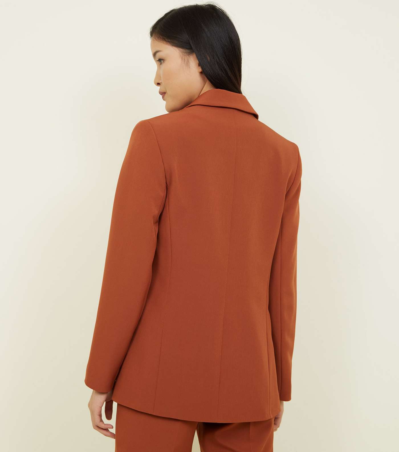 Rust Double Breasted Longline Blazer Image 3