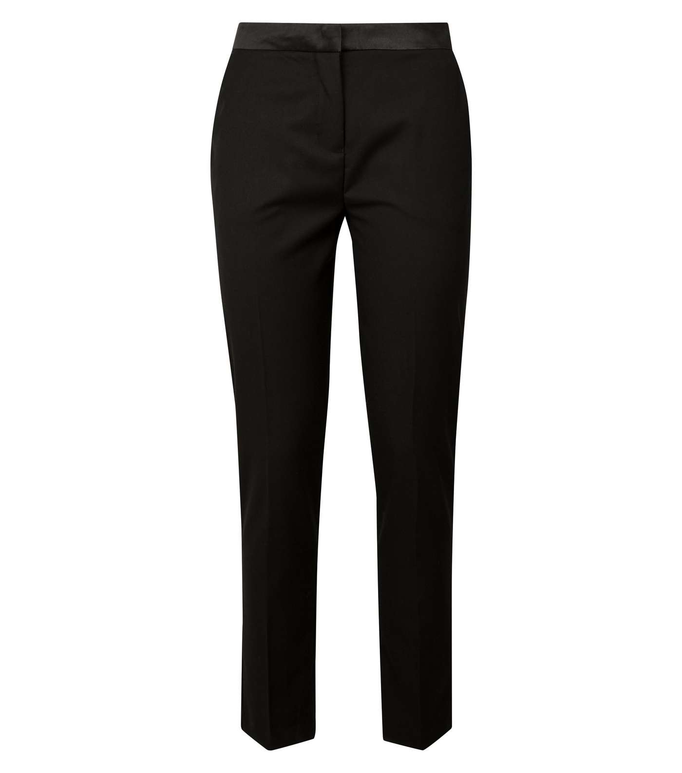 Black Satin Contrast Slim Leg Trousers  Image 4